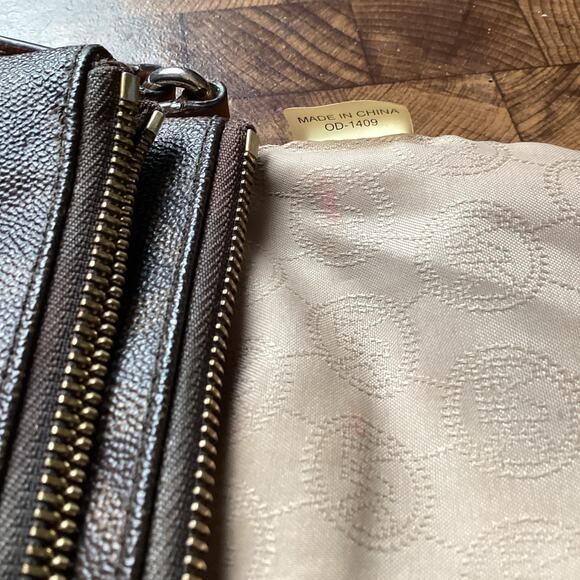 Michael Kors Fulton Messenger Crossbody Purse - Brown and Gold Pebble Leather - Picture 10 of 14